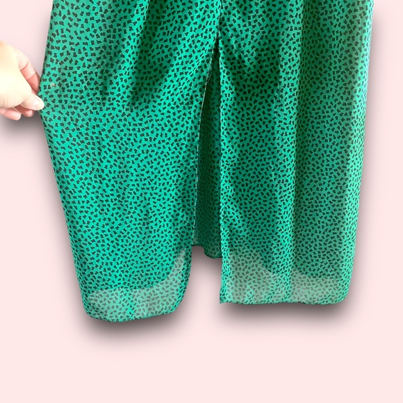 Vintage Stuart Alan Green Confetti Print Blouson Dress SZ L - Picture 8 of 12